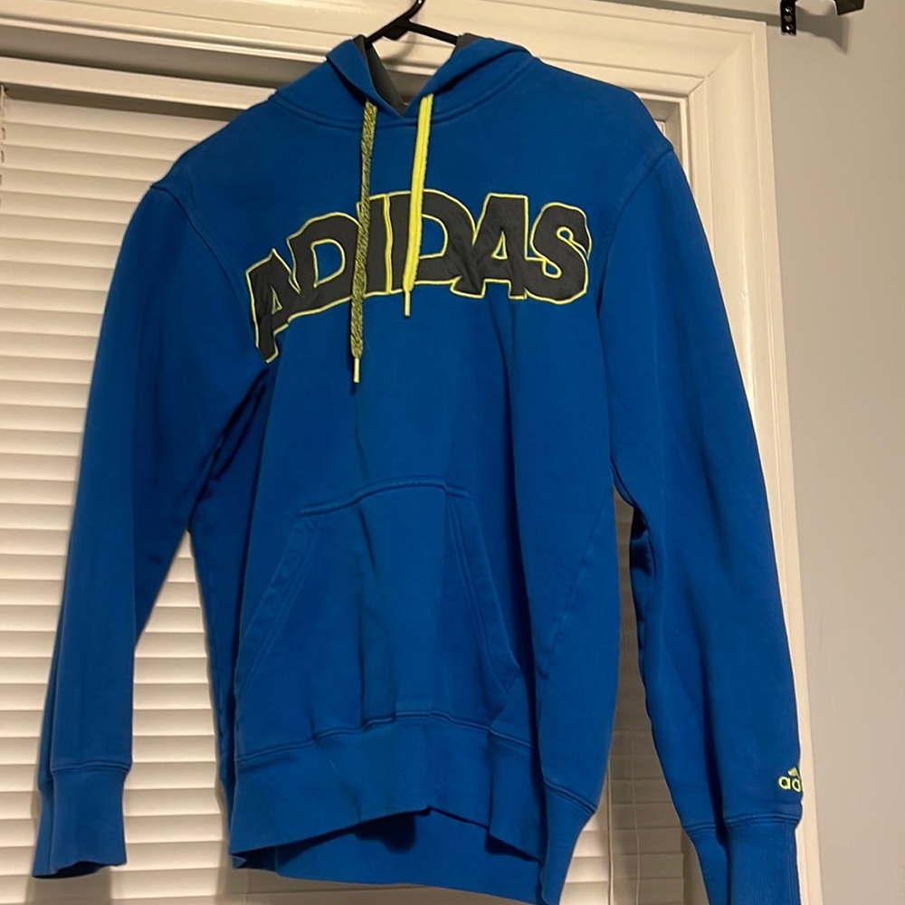 Adidas Mens Small Blue and Yellow Hoodie